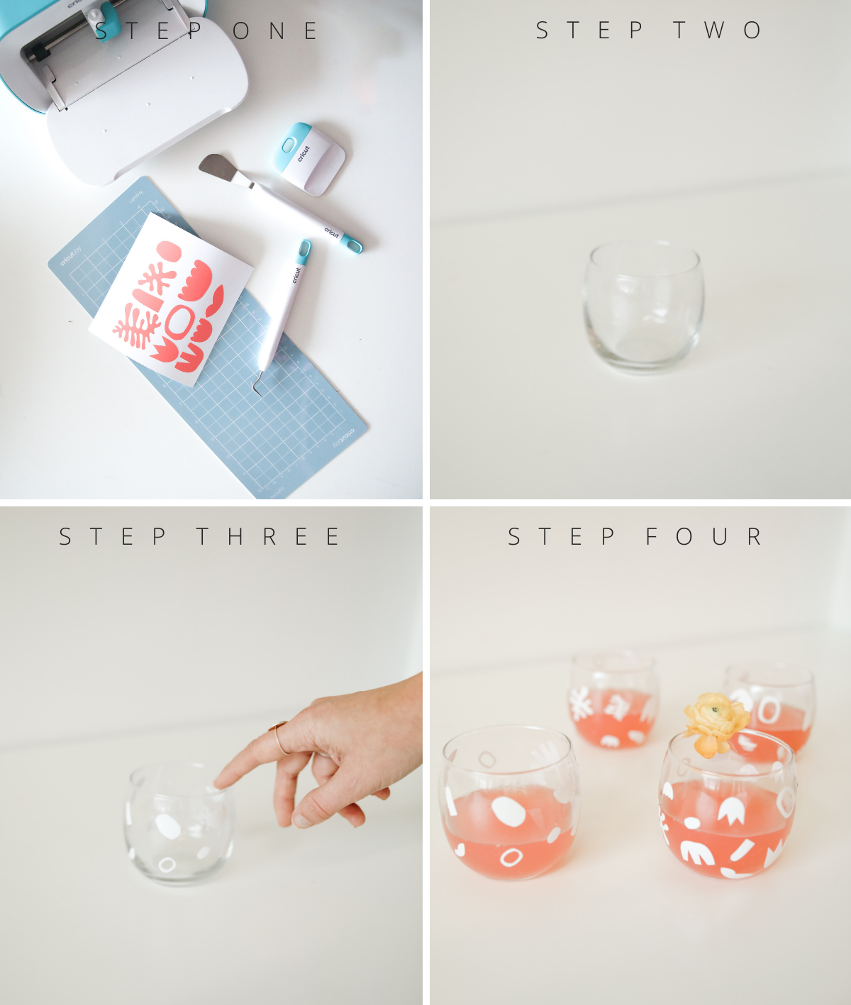 Step by Step DIY matisse cocktail glasses