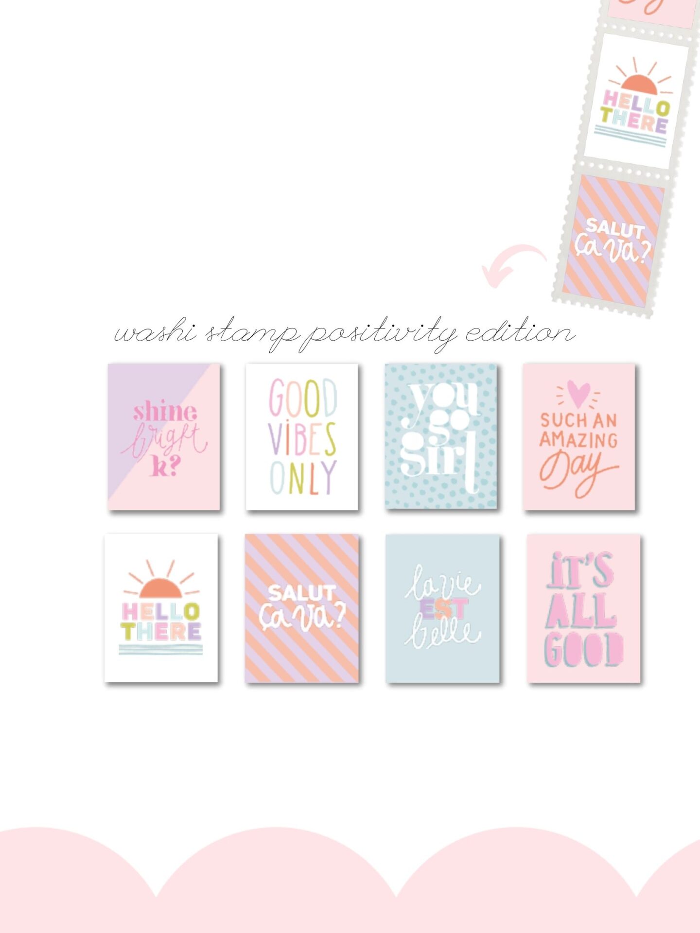 washi stamps with positive notes