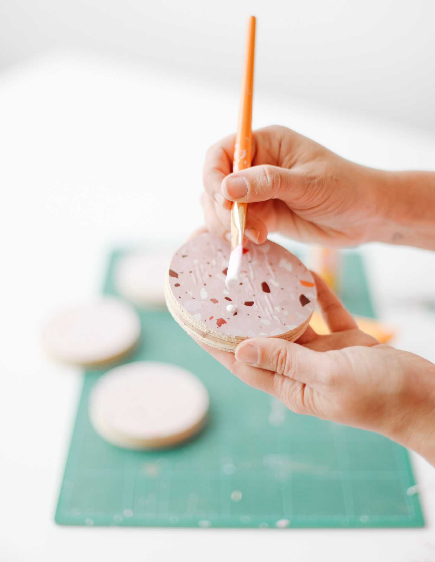 Terrazzo wooden coasters