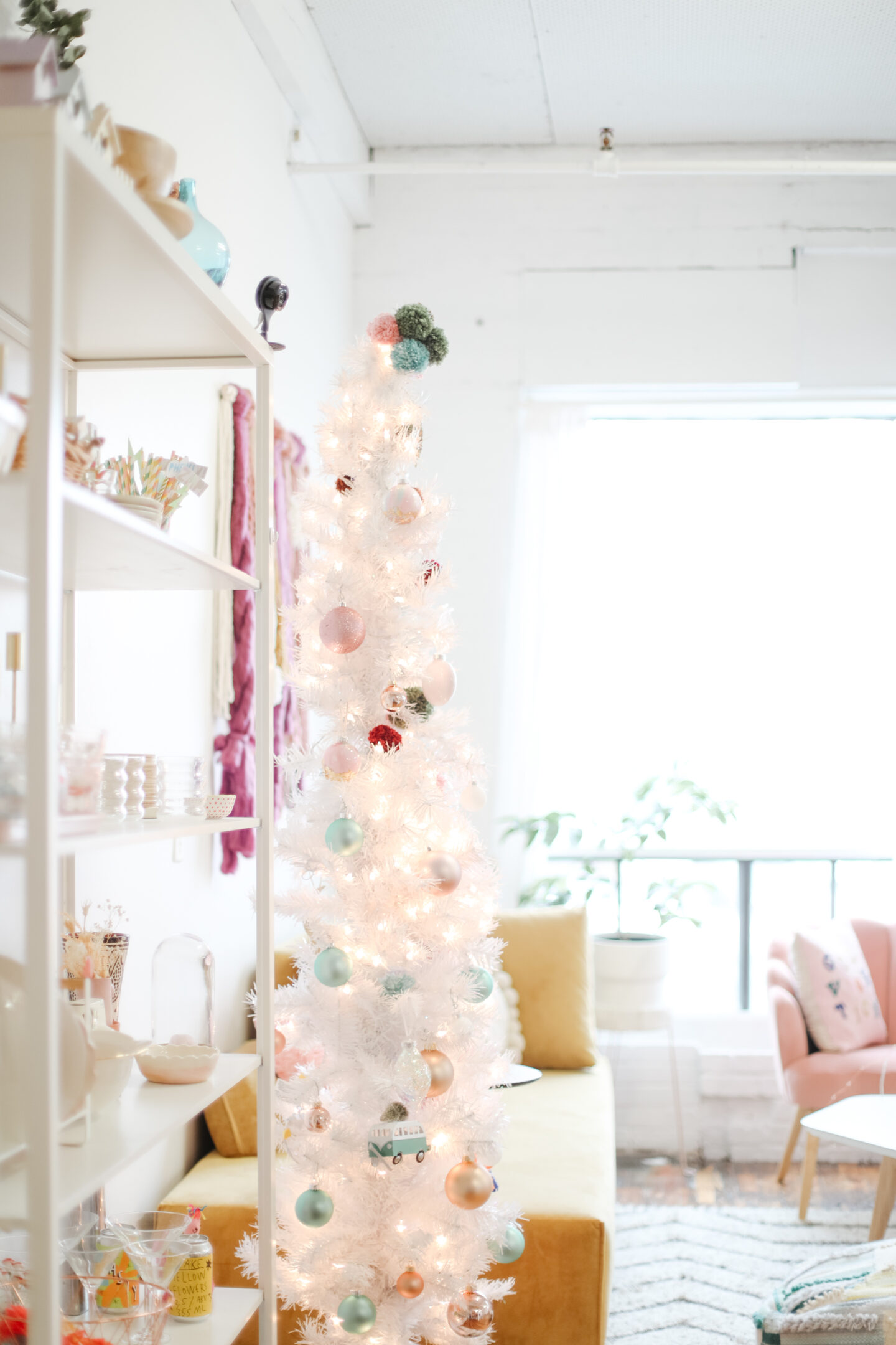 Christmas decor in pastel scheme