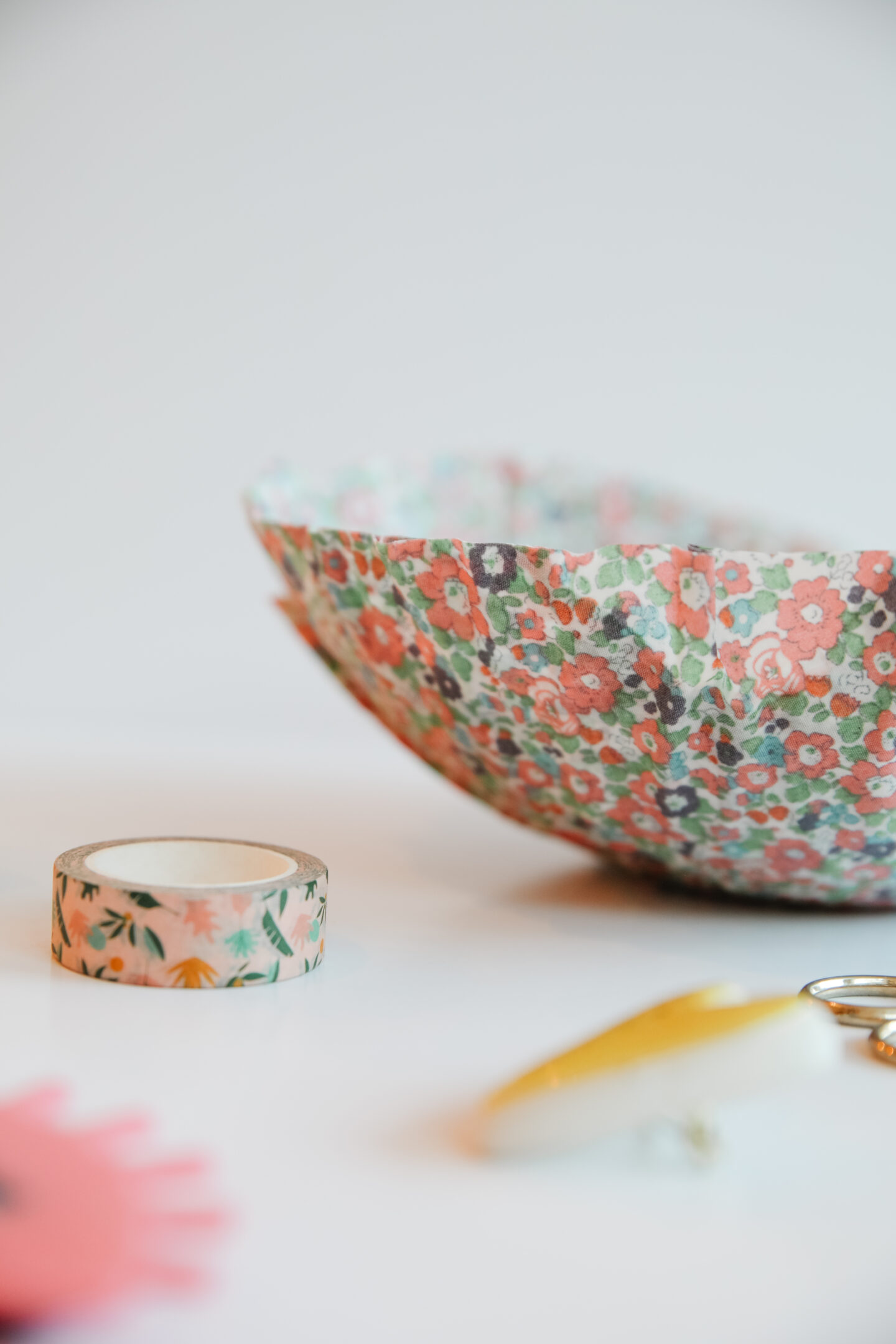 DIY fabric bowls using papier mache