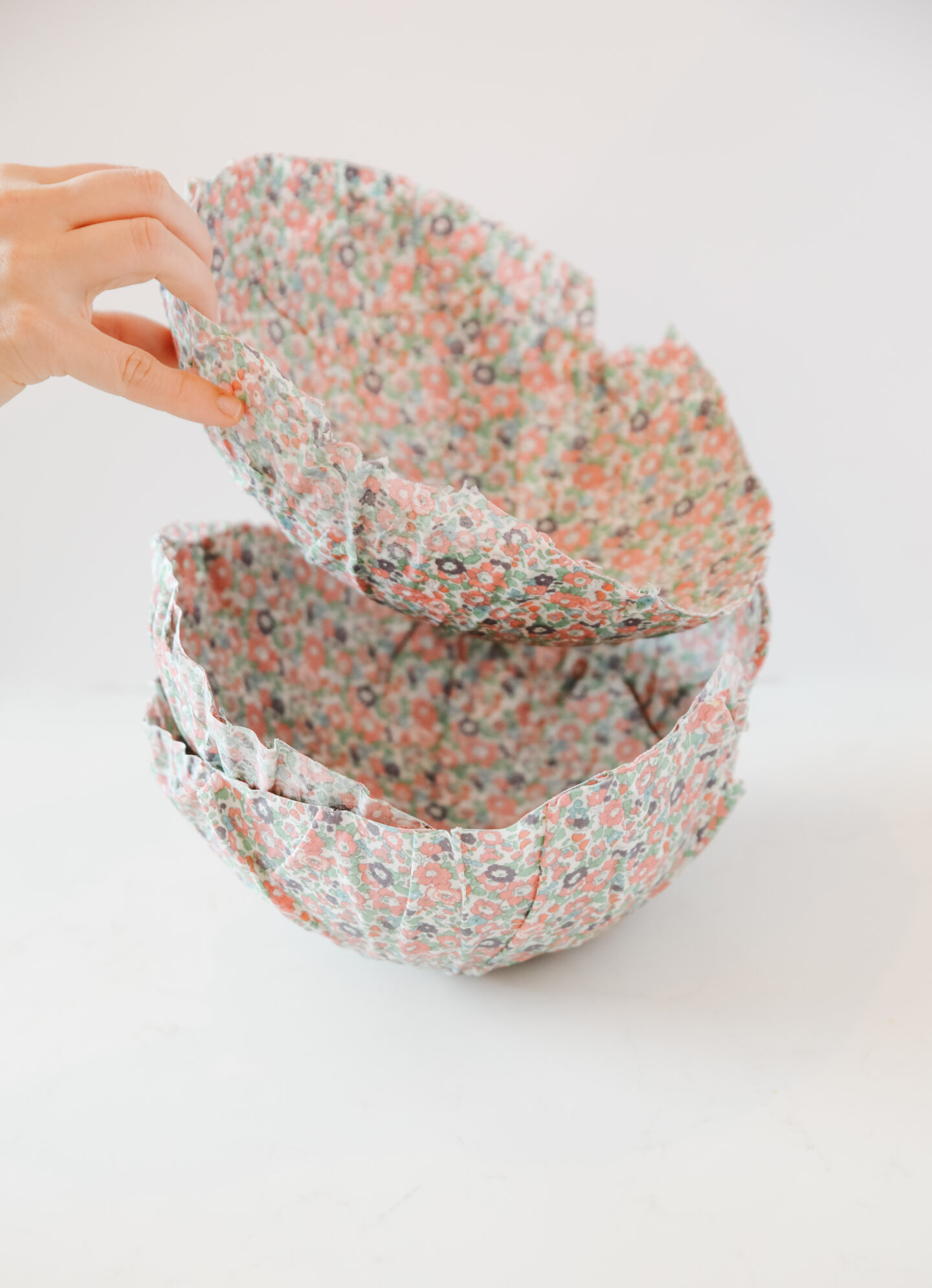 DIY papier mache fabric bowls